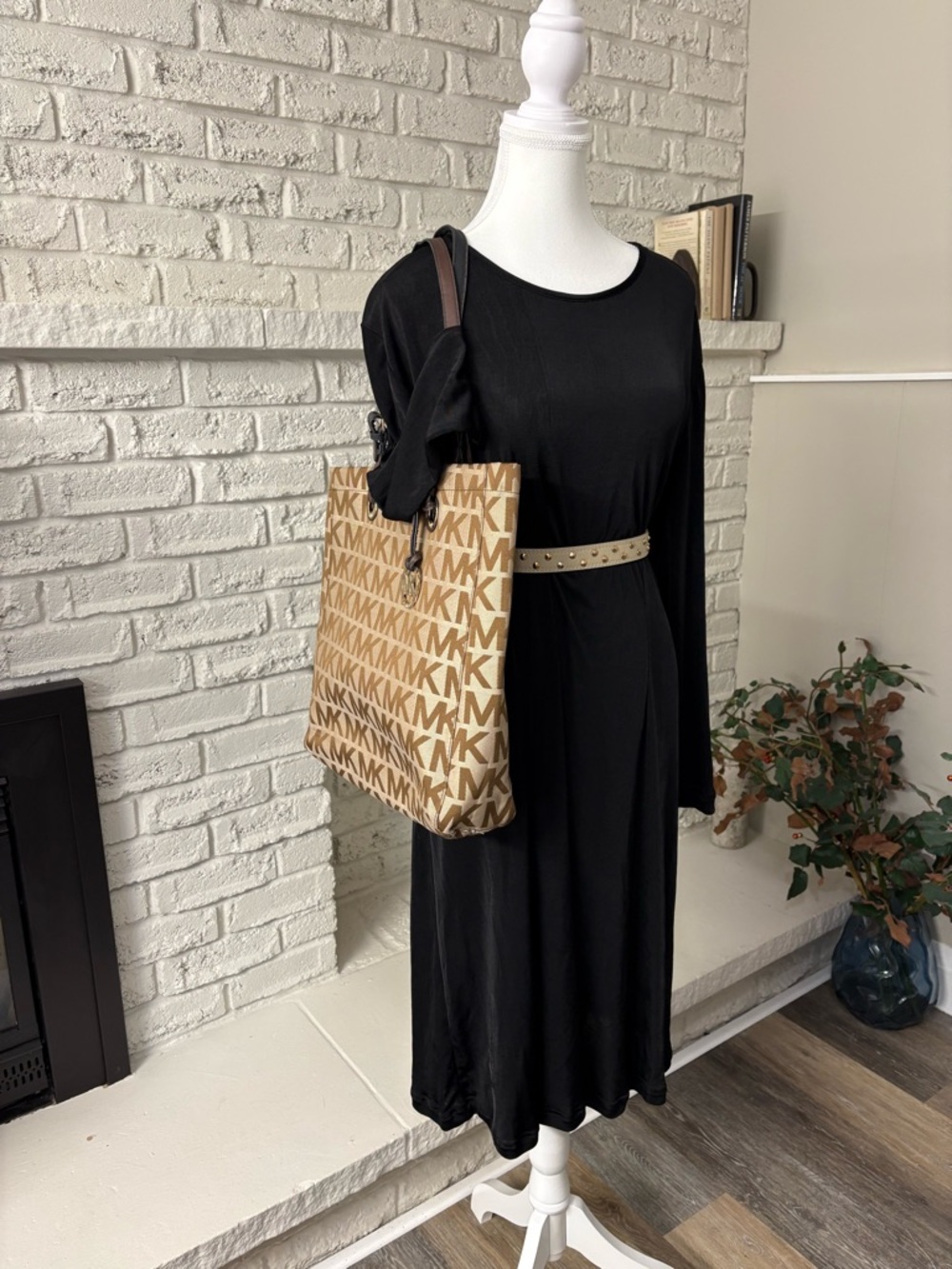 Karen Klein Black Swing Dress Midi Travel Friendly XL